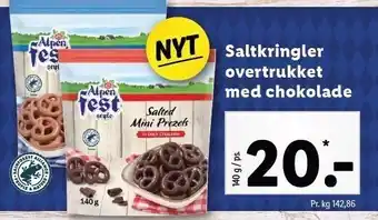 Lidl Saltkringler overtrukket med choklade tilbud