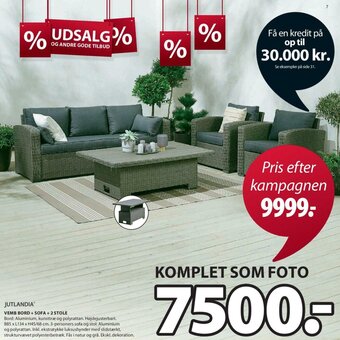 JYSK Jutlandia Vemb Bord + Sofa + 2 Stole tilbud