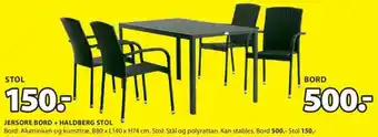 JYSK Bord Jersore Bord + Haldberg Stol tilbud