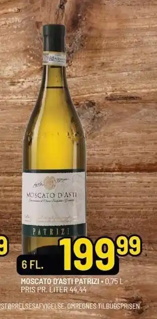 Priss Moscato d'asti patrizi 6 fl tilbud