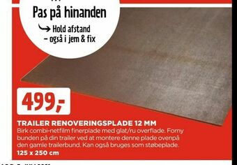 jem & fix Trailer renoveringsplade 12 mm tilbud