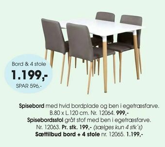 Daells Bolighus Bord & 4 stole tilbud