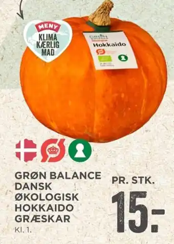 MENY Grøn Balance Dansk Økologisk Hokkaido Græskar tilbud