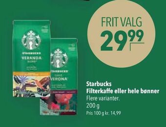 Starbucks Filterkaffe eller hele bønner