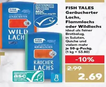 Kaufland DE Fish Tales Geräucherter Lachs,Flammlachs oder Wildlachs tilbud