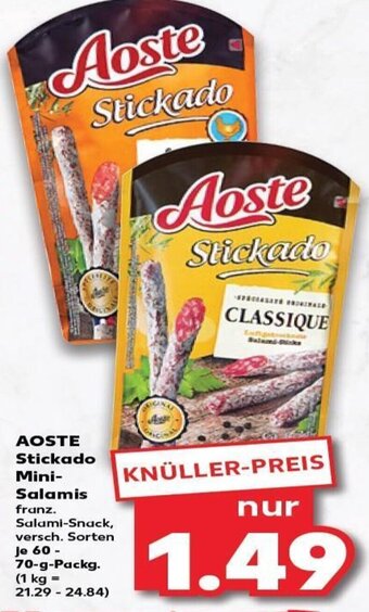 Kaufland Aoste Stickado Mini Salamis tilbud