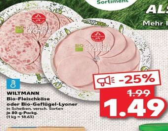 Kaufland Wiltmann Bio- Fleischkäse oder Bio-Geflügel-Lyoner tilbud