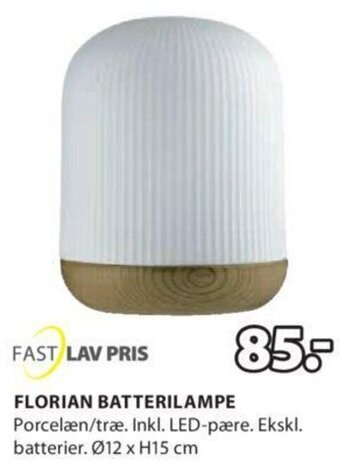 JYSK Florian Batterilampe tilbud