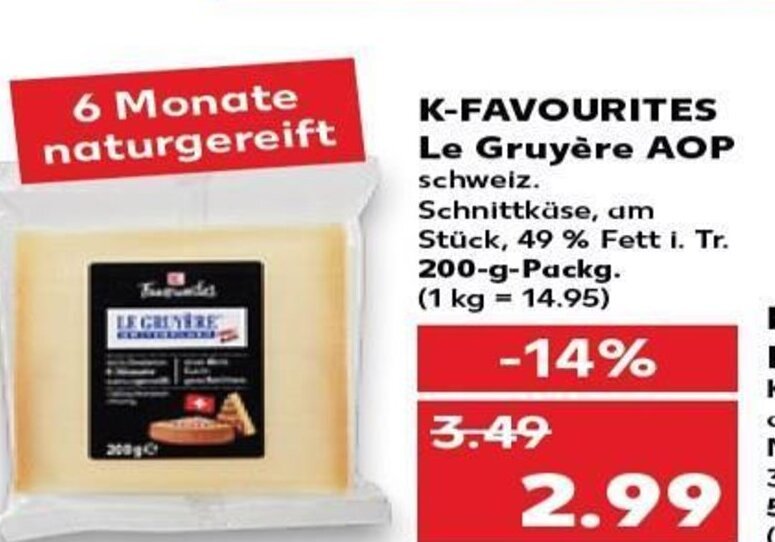 KFavourites Le Gruyère AOP tilbud hos Kaufland
