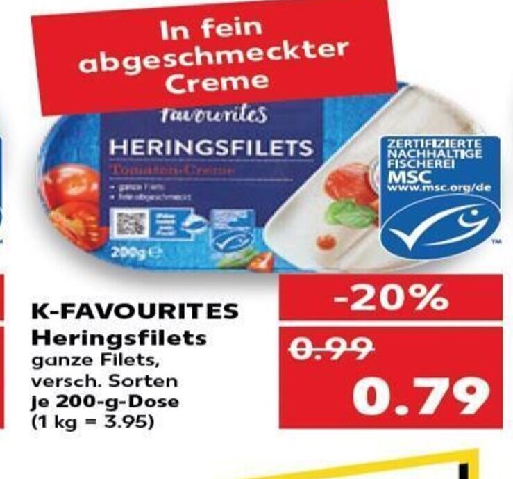 KFavourites Heringsfilets tilbud hos Kaufland