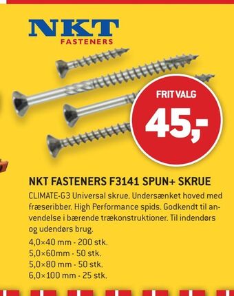 XL-BYG Nkt fasteners f3141 spun+ skrue tilbud