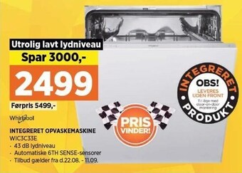 Integreret opvaskemaskine