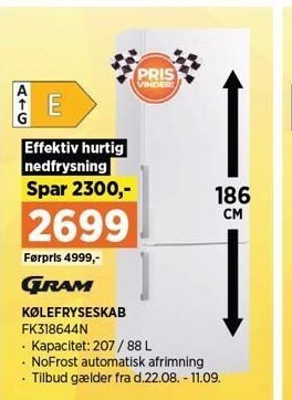 Power Kølefryseskab tilbud