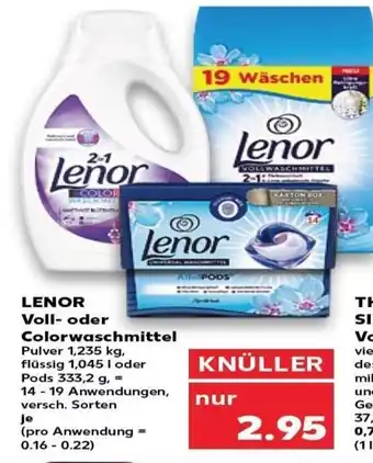Kaufland Lenor Voll-oder Colorwaschmittel tilbud