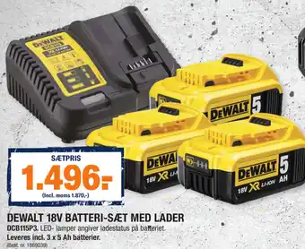 Dewalt 18V Batteri Sæt Med Lader DCB115P3