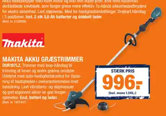 Stark Makita Akku Græstrimmer DUR187LZ tilbud