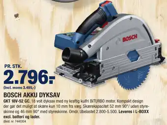 Stark Bosch Akku Dyksav GKT 18V-52 GC tilbud