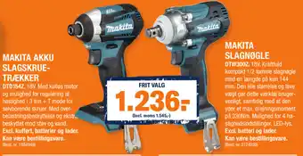 Stark Makita Akku Slagskrue Trækker DTD154Z, Makita Slagnøgle DTW300Z tilbud