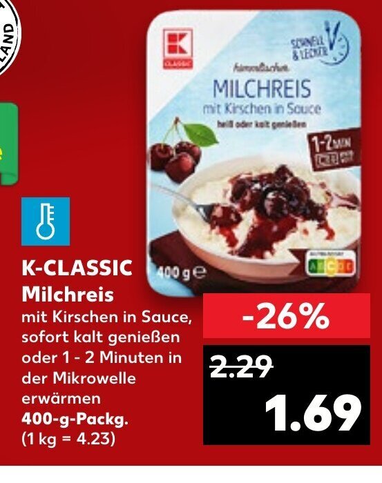 K-Classic Milchreis tilbud hos Kaufland