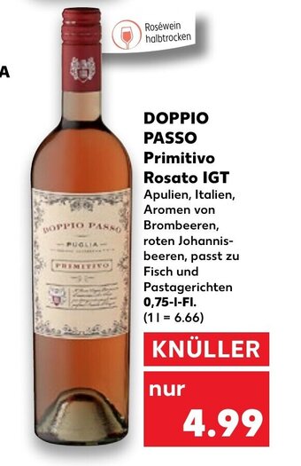 Kaufland Doppio Passo Primitivo Rosato IGT tilbud