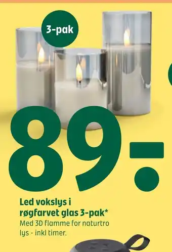 Coop 365 Led vokslys i røgfarvet glas 3-pak tilbud