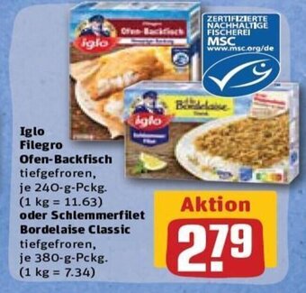 REWE DE Iglo Filegro Ofen-Backfisch oder Schlemmerfilet Bordelaise Classic tilbud