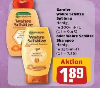 REWE DE Garnier Wahre Schätze Spülung oder Wahre Schätze Shampoo tilbud