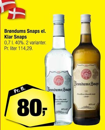 Calle Brøndums snaps el. klar snaps tilbud