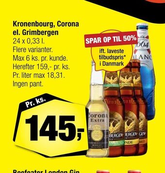Calle Kronenbourg, corona el. grimbergen tilbud