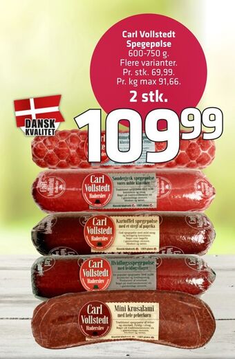 Fleggaard Carl vollstedt spegepølse tilbud