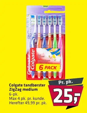 Fleggaard Colgate tandbørster zigzag medium tilbud