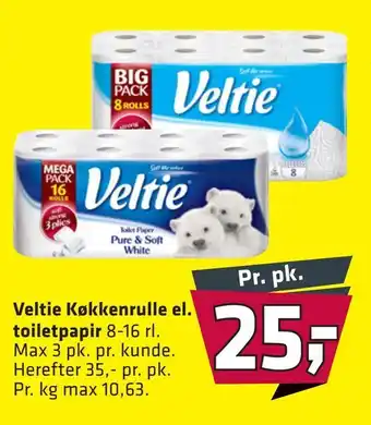 Fleggaard Veltie køkkenrulle el. toiletpapir tilbud