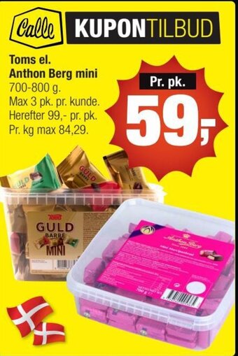 Calle Toms el, Anthon Berg Mini tilbud
