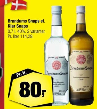 Calle Brøndums Snaps el. Klar Snaps tilbud
