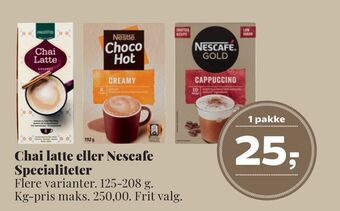 Dagli'Brugsen Chai latte eller nescafe specialiteter tilbud