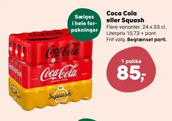 Kvickly Coca cola eller squash tilbud