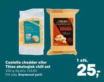 Kvickly Castello cheddar eller thise økologisk chili ost tilbud