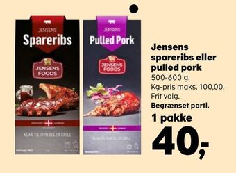 Kvickly Jensens spareribs eller pulled pork tilbud
