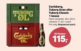 SuperBrugsen Carlsberg, tuborg grøn eller tuborg classic 1 kasse tilbud