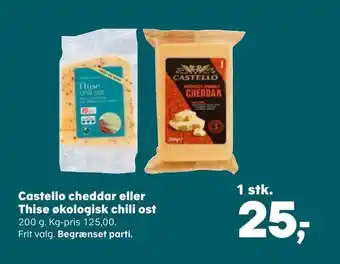 SuperBrugsen Castello cheddar eller thise økologisk chili ost tilbud