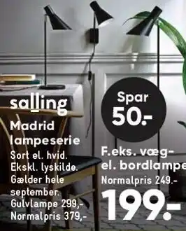 Bilka Madrid lampeserie el. væg el. bordlampe tilbud
