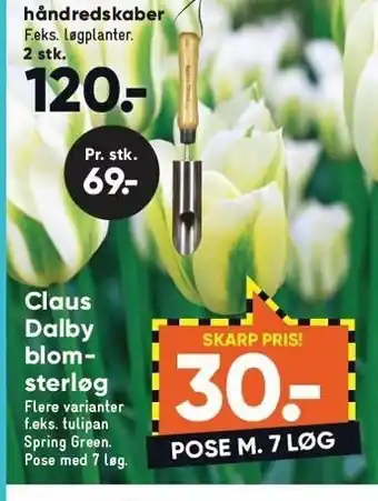 Claus dalby blomsterløg 7 stk. el. 2 stk. håndredskaber