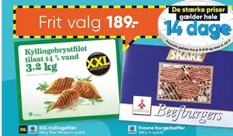 Bilka Xxl kyllingefilet el. frosne burgerbøffer tilbud