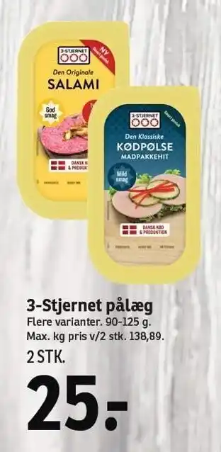 SPAR 3-stjernet pålæg 2 stk tilbud