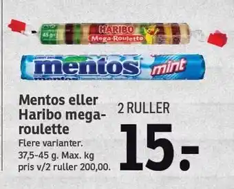 SPAR Mentos el. haribo megaroulette tilbud