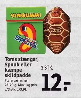 SPAR Toms stænger, spunk el. kæmpe skildpadde tilbud