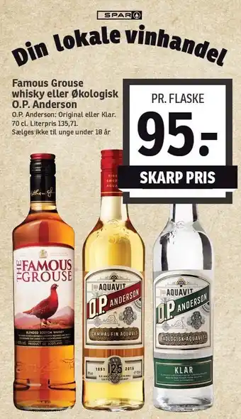 SPAR Famous grouse whisky el. økologisk o.p. andersen tilbud
