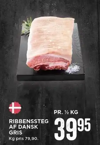 MENY Ribbenssteg af dansk gris pr. ½ kg tilbud