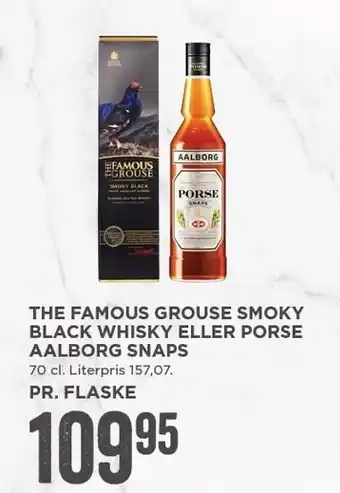 MENY The famous grouse smoky black whisky el. porse aalborg snaps tilbud