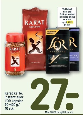 REMA 1000 Karat kaffe, instant eller l'or kapsler tilbud